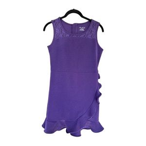 Children’s Place Girls Empire Purple Dress Sleeveless Lace & Ruffle Size 14